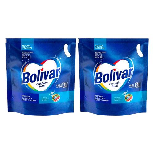 Pack Detergente Líquido BOLÍVAR Cuidado Total Doypack 3L x2un