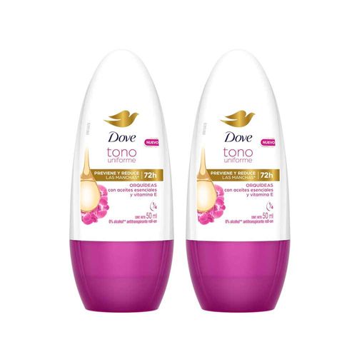 Pack Desodorante para Mujer Antitranspirante Roll-On DOVE Orquídeas Frasco 150ml x2un