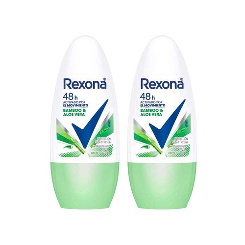 Pack Desodorante para mujer en Roll On REXONA Women Bamboo Frasco 50ml x2un