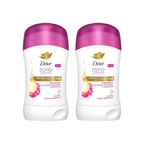 Pack Desodorante para Mujer Antitranspirante Stick DOVE Orquídeas Frasco 45g x2un