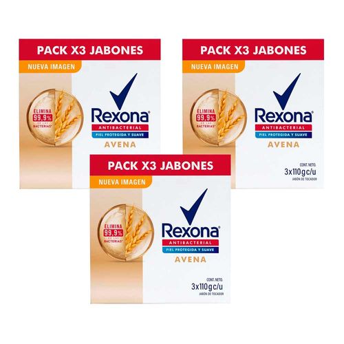 Pack Jabón Tocador REXONA Antibacterial Avena 110g x 9un