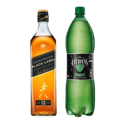 Pack JOHNNIE WALKER Whisky Black Label 750ml + Gaseosa EVERVESS Ginger Ale 1.5L