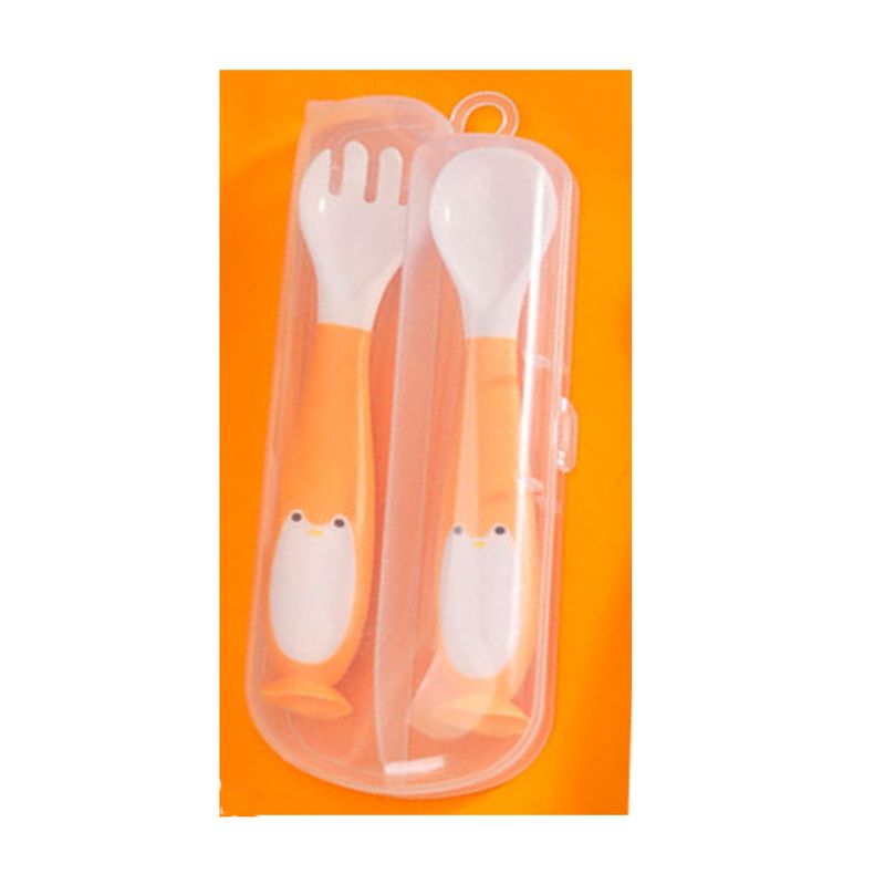 Pack-Cubiertos-Flexibles-Pinguino-Para-Bebe-Baby-Froggie-Rosado