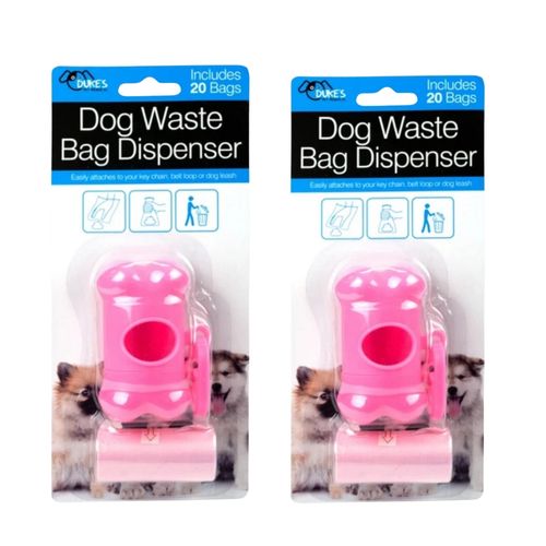 Packx2 Dispensador de bolsas para desechos de Mascotas - Rosa