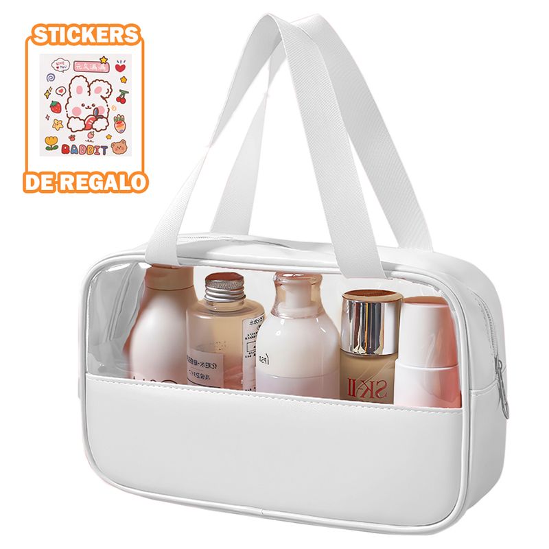 Cartera-Neceser-de-Maquillaje-Bolso-Organizador-de-Cosmeticos-U91-Blanco