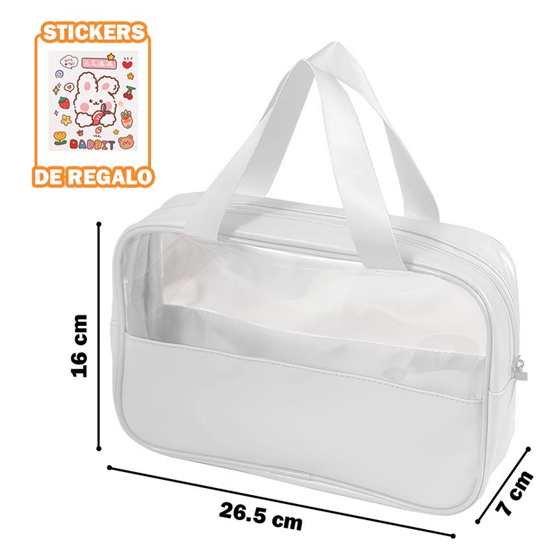 Cartera-Neceser-de-Maquillaje-Bolso-Organizador-de-Cosmeticos-U91-Blanco