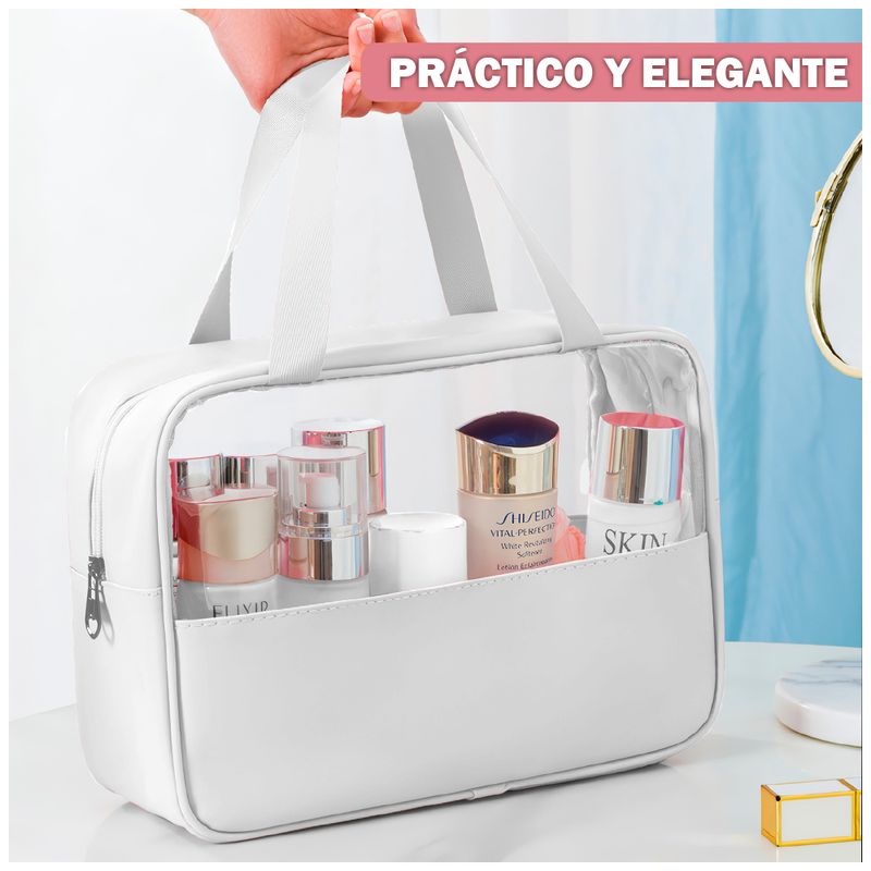 Cartera-Neceser-de-Maquillaje-Bolso-Organizador-de-Cosmeticos-U91-Blanco