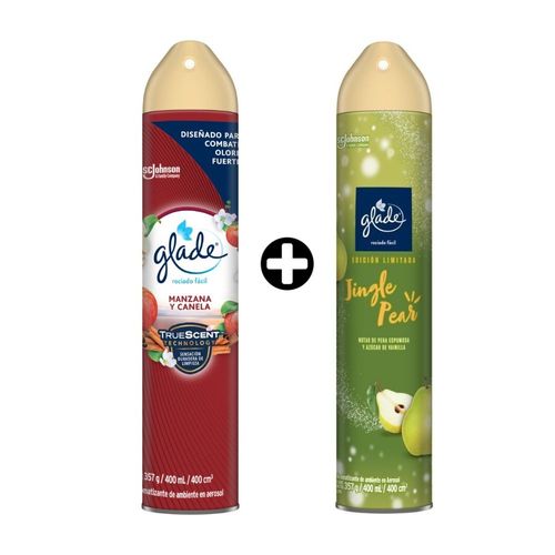 COMBO Ambientador en spray Glade Manzana Canela x 400ml + Ambientador Aerosol Glade Jingle Pear 400ml