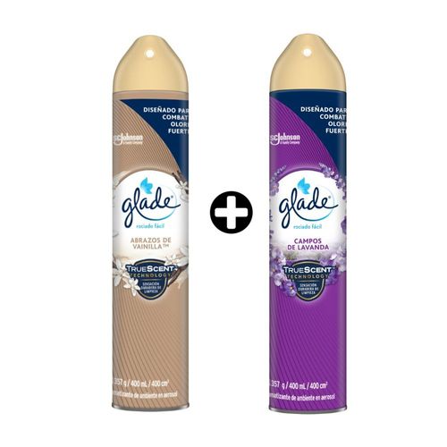 COMBO Ambientador Aerosol Glade Abrazos Vainilla x 400ml + Ambientador en spray Glade Lavanda x 400ml