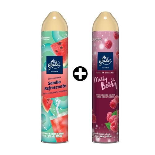 COMBO Ambientador Aerosol Glade Sandia 400ml + Ambientador Aerosol Glade Merry Berry 400ml