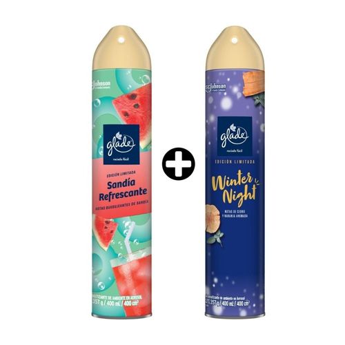 COMBO Ambientador Aerosol Glade Sandia 400ml + Ambientador Aerosol Glade Winter Night 400ml