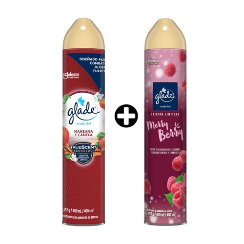 COMBO Ambientador en spray Glade Manzana Canela x 400ml + Ambientador Aerosol Glade Merry Berry 400ml