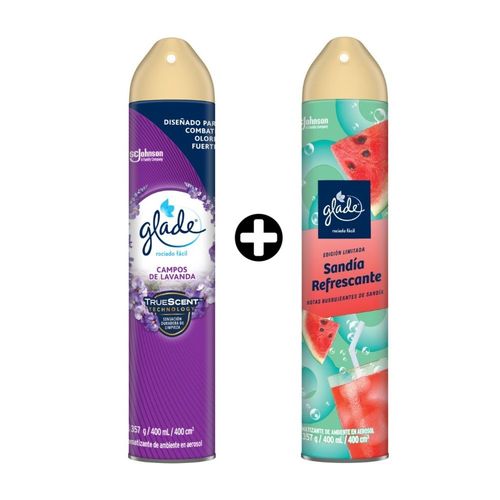 COMBO Ambientador en spray Glade Lavanda x 400ml + Ambientador Aerosol Glade Sandia 400ml