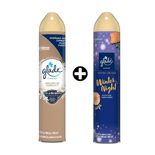 COMBO Ambientador Aerosol Glade Abrazos Vainilla x 400ml + Ambientador Aerosol Glade Winter Night 400ml