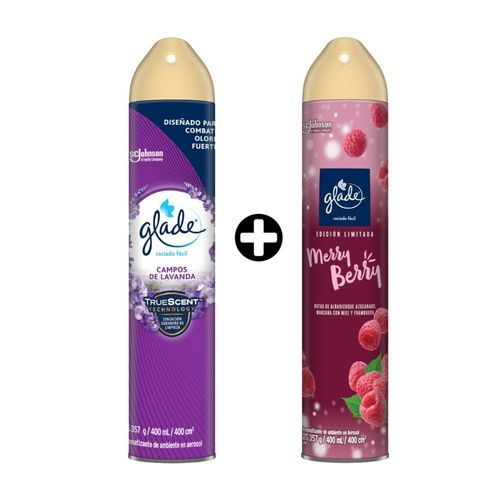 COMBO Ambientador en spray Glade Lavanda x 400ml + Ambientador Aerosol Glade Merry Berry 400ml