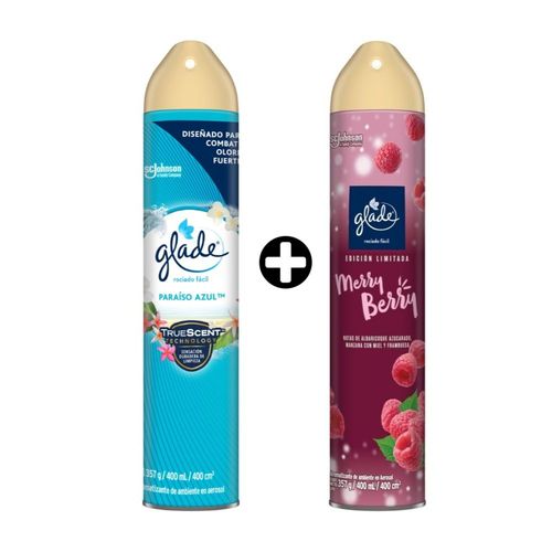 COMBO Ambientador en spray Glade Paraíso Azul x 400ml + Ambientador Aerosol Glade Merry Berry 400ml