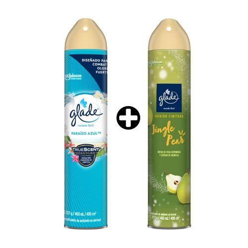 COMBO Ambientador en spray Glade Paraíso Azul x 400ml + Ambientador Aerosol Glade Jingle Pear 400ml