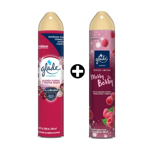 COMBO Ambientador Aerosol Glade Alegria Floral x 400ml + Ambientador Aerosol Glade Merry Berry 400ml