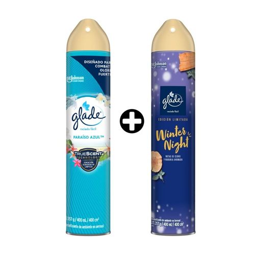 COMBO Ambientador en spray Glade Paraíso Azul x 400ml + Ambientador Aerosol Glade Winter Night 400ml