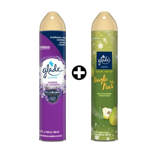 COMBO Ambientador en spray Glade Lavanda x 400ml + Ambientador Aerosol Glade Jingle Pear 400ml