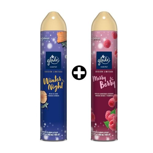 COMBO Ambientador Aerosol Glade Winter Night 400ml + Ambientador Aerosol Glade Merry Berry 400ml