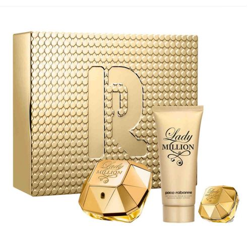 Set De Perfume Lady Million Mujer Edp 80 Ml + Body Lotion 100 Ml + Miniatura