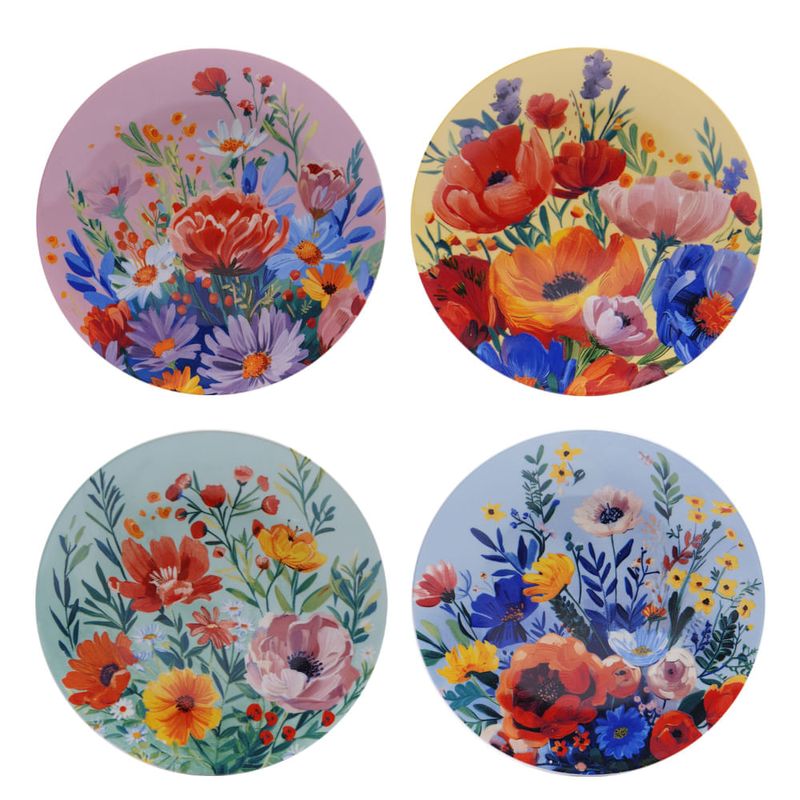 Set X4 Platos Postre Flores New Shopstar