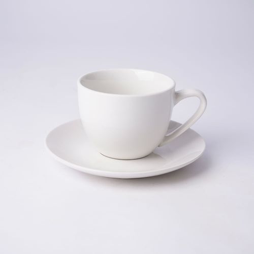 Set X4 Taza + Plato Redondo Blanco