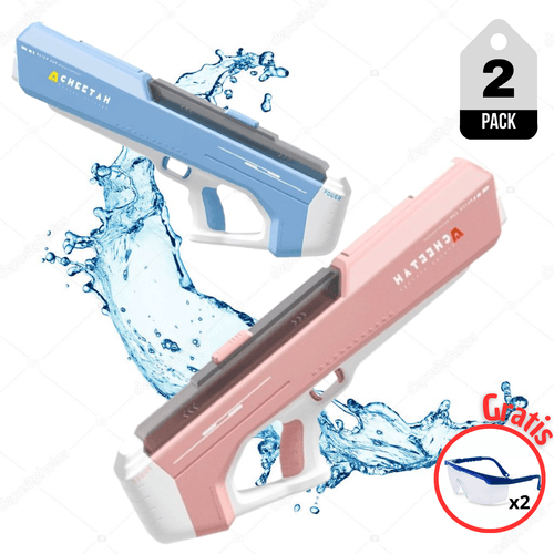 Pistola De Agua Eléctrica Para Niños y Adultos Pack X2 Azul/Rosado