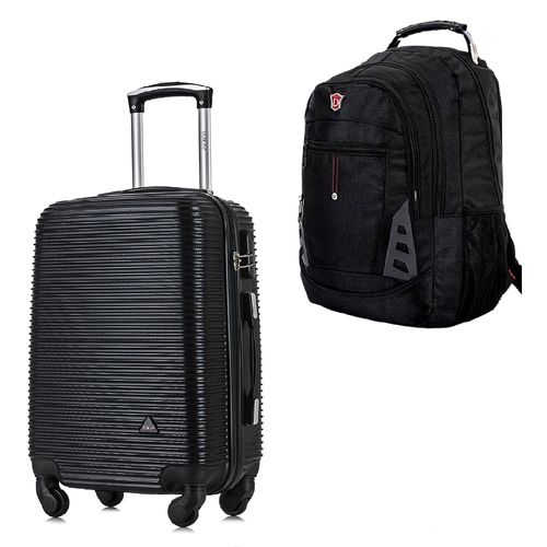 Maleta Cabinera 51 cm Royal Negro y Mochila Portalaptop MO305