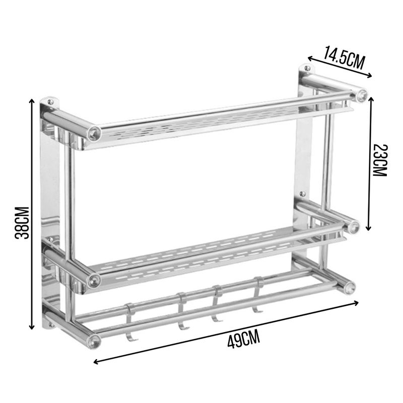 Toallero-Acero-Inoxidable-2-Repisas-y-Ganchos-Colgadores-352P