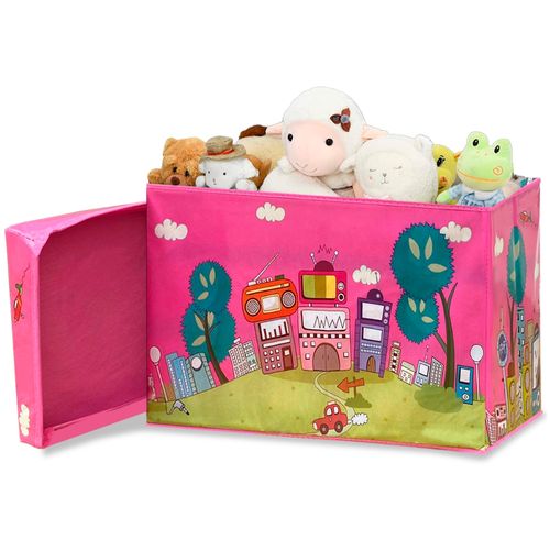 Caja Puff Organizador de Juguetes con Tapa para Niños Robot Rosa 595V