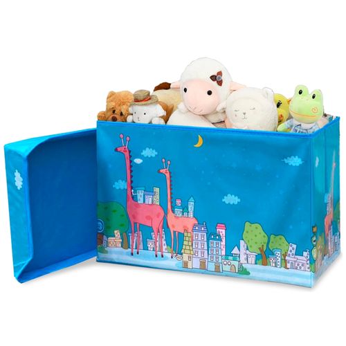 Caja Puff Organizador de Juguetes con Tapa para Niños Jirafas Azul 595V