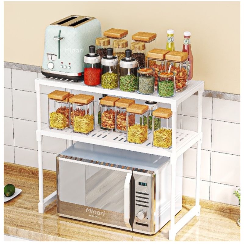 Estante-Organizador-de-Microondas-2-Niveles-para-Cocina-Blanco-350E