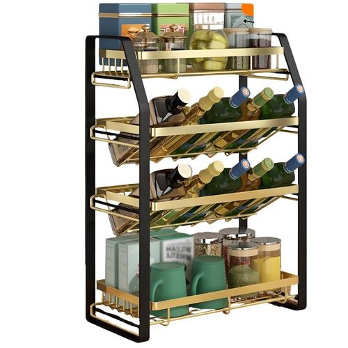 Estante Rack Organizador de Cocina Alacena 4 Niveles Premium Dorado 65V