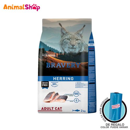 Comida De Gato Adulto Bravery Herring 2 Kg