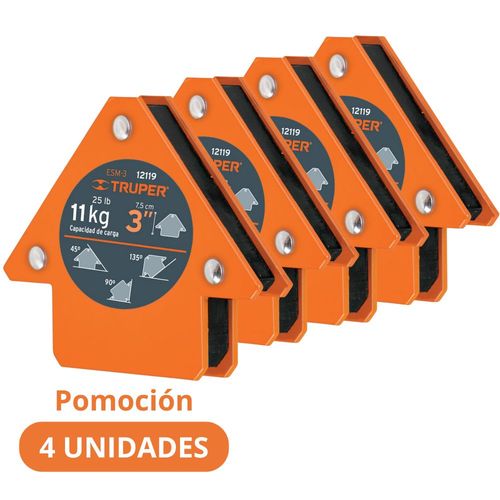 Combo Escuadras magnéticas para soldar 11kg, 4 piezas, truper 12119