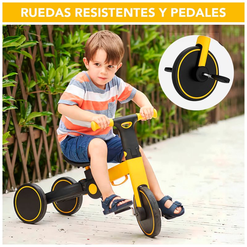 Bicicleta-Triciclo-3-en-1-plegable-para-niños-T80-Trimily-Amarillo