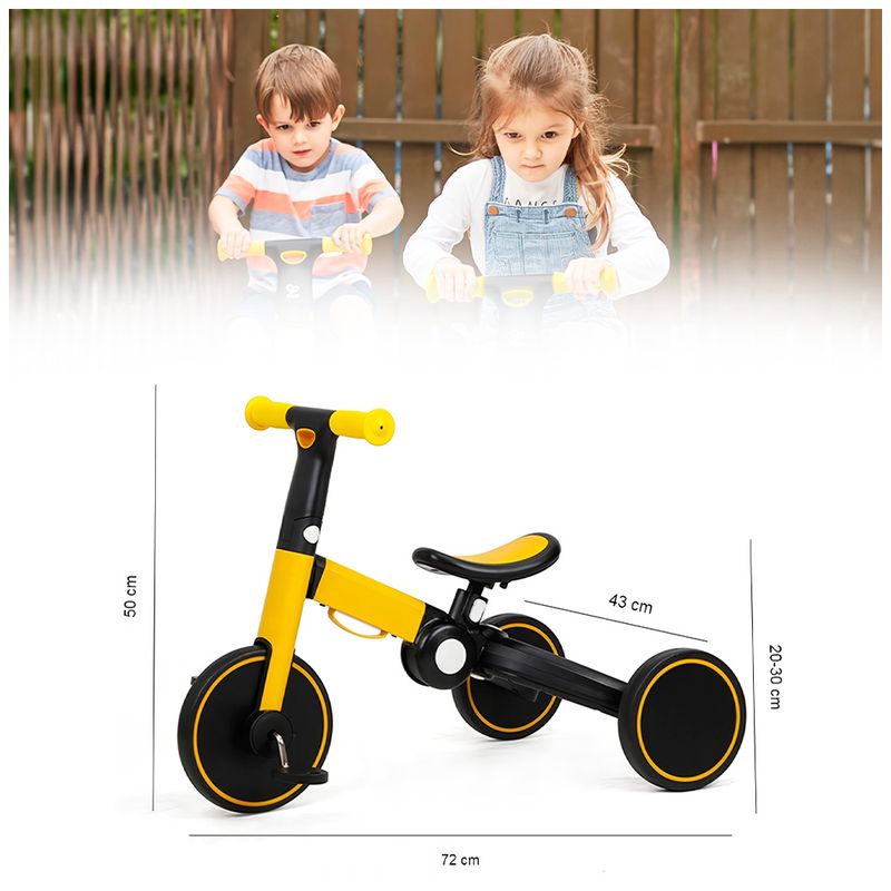 Bicicleta-Triciclo-3-en-1-plegable-para-niños-T80-Trimily-Amarillo