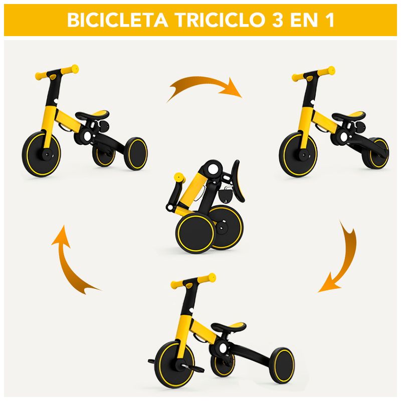 Bicicleta-Triciclo-3-en-1-plegable-para-niños-T80-Trimily-Amarillo