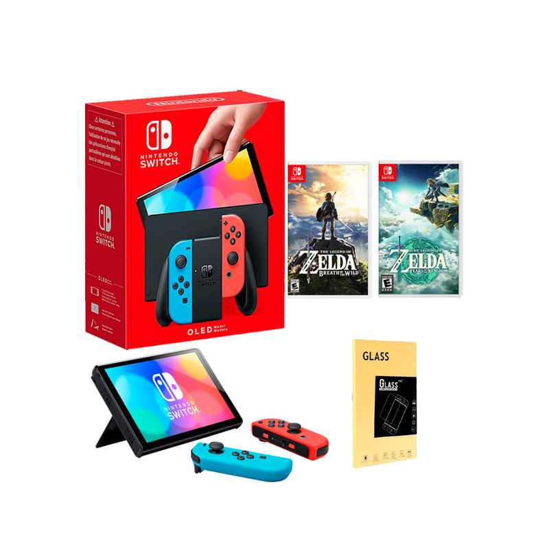 Consola-Nintendo-Switch-Oled-Neon---Zelda-Breath-of-the-Wild---Tears-of-the-Kingdom---Mica