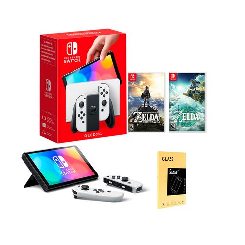 Consola Nintendo Switch Oled Blanca + Zelda Breath of the Wild + Tears of the Kingdom + Mica