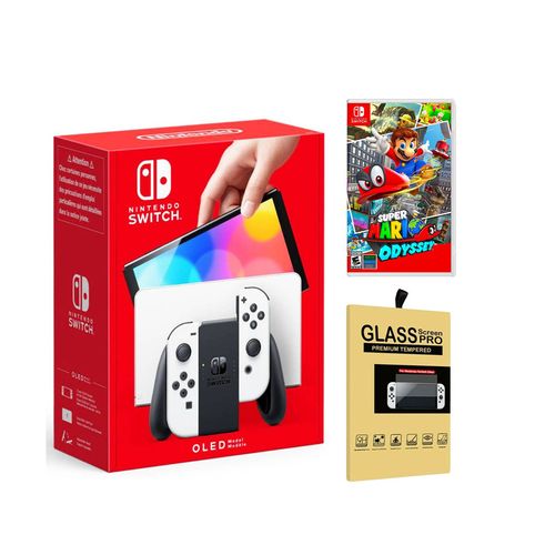 Consola Nintendo Switch Oled Blanco + Mario Odyssey + Mica