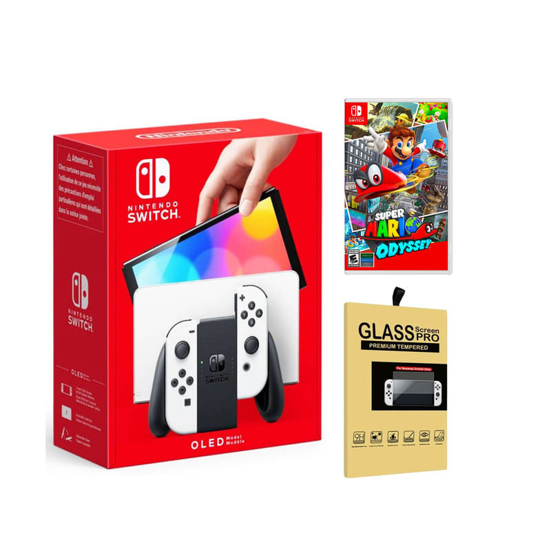 Consola-Nintendo-Switch-Oled-Blanco---Mario-Odyssey---Mica