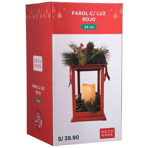 Adorno DECO HOME Farol C/Luz Rojo Fel Nav