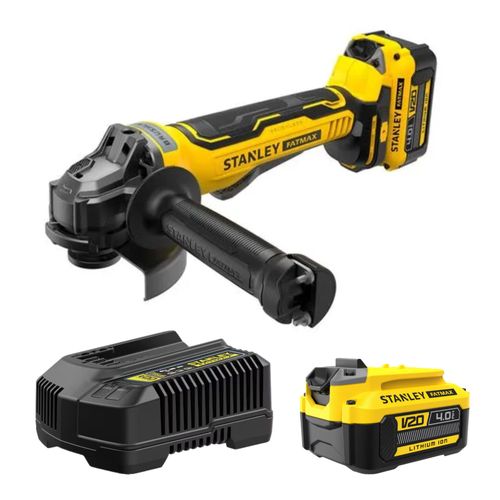 Amoladora Inalámbrica Brushless Esmeriladora 20V bateria 4A STANLEY