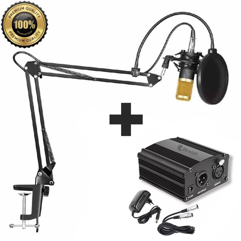 Combo-Microfono-Bm-800-Dreizt-Profesional-y-Phantom-Power-Dreizt-para-Stream-y-Estudio