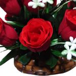 Arreglo-floral-Adorno-Flores-Artificiales-en-base-Ceramica-con-Rosas-Rojas-Aterciopeladas