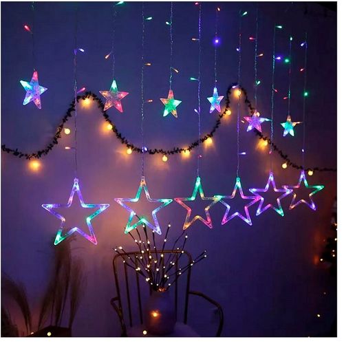 Cascada de Luces navideñas LED Cortina de estrellas Caida 80cm