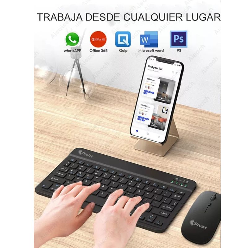 Kit-Teclado-y-Mouse-Inalambrico-Bluetooth-Multidipositivo-Dt100-Negro